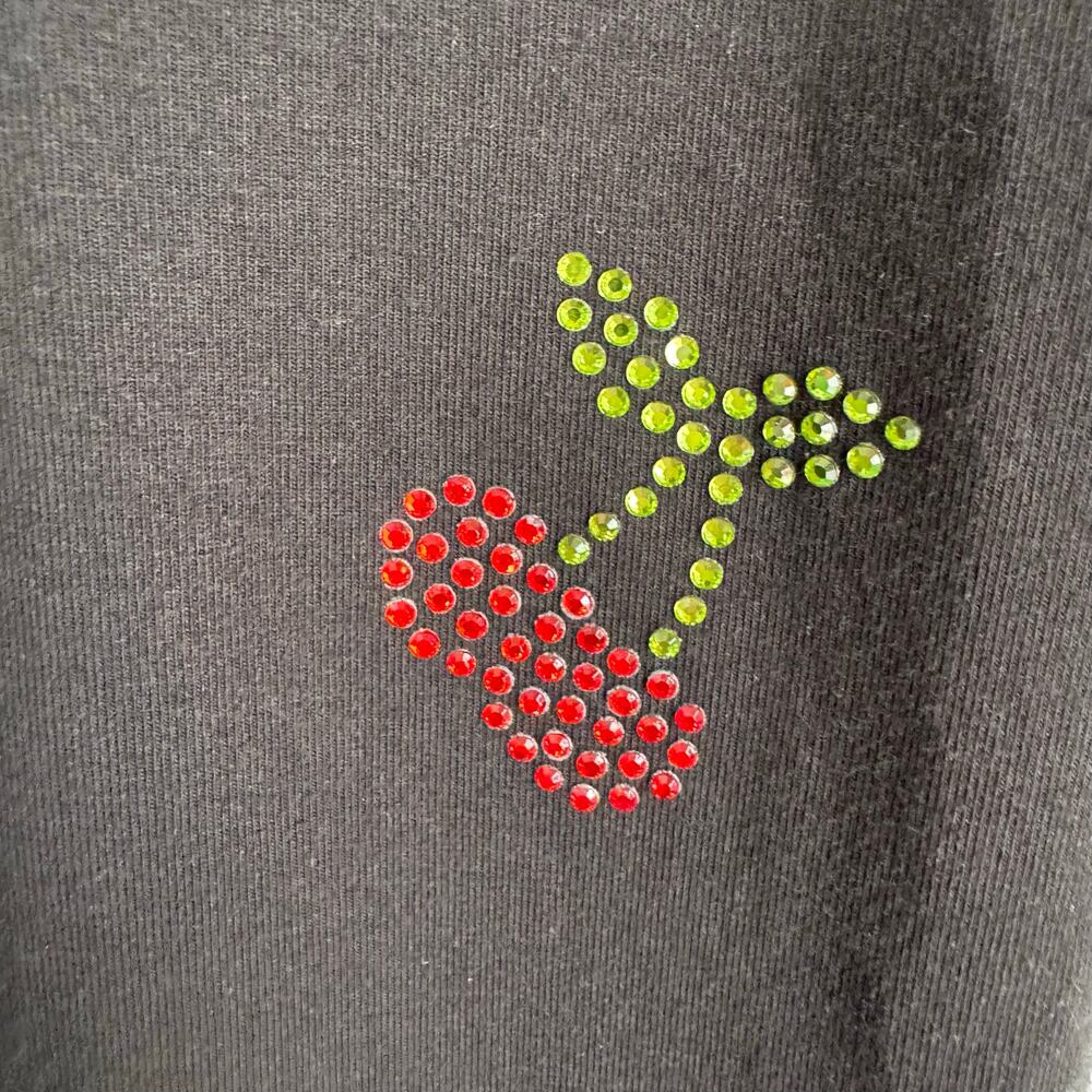PINK VS Cherry Rhinestone High Waisted Yoga Leggings Size Large L Shine Black - Picture 6 of 8